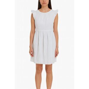 Banana Republic White Linen Midi Dress SP Coastal Grandmother Quiet Luxury